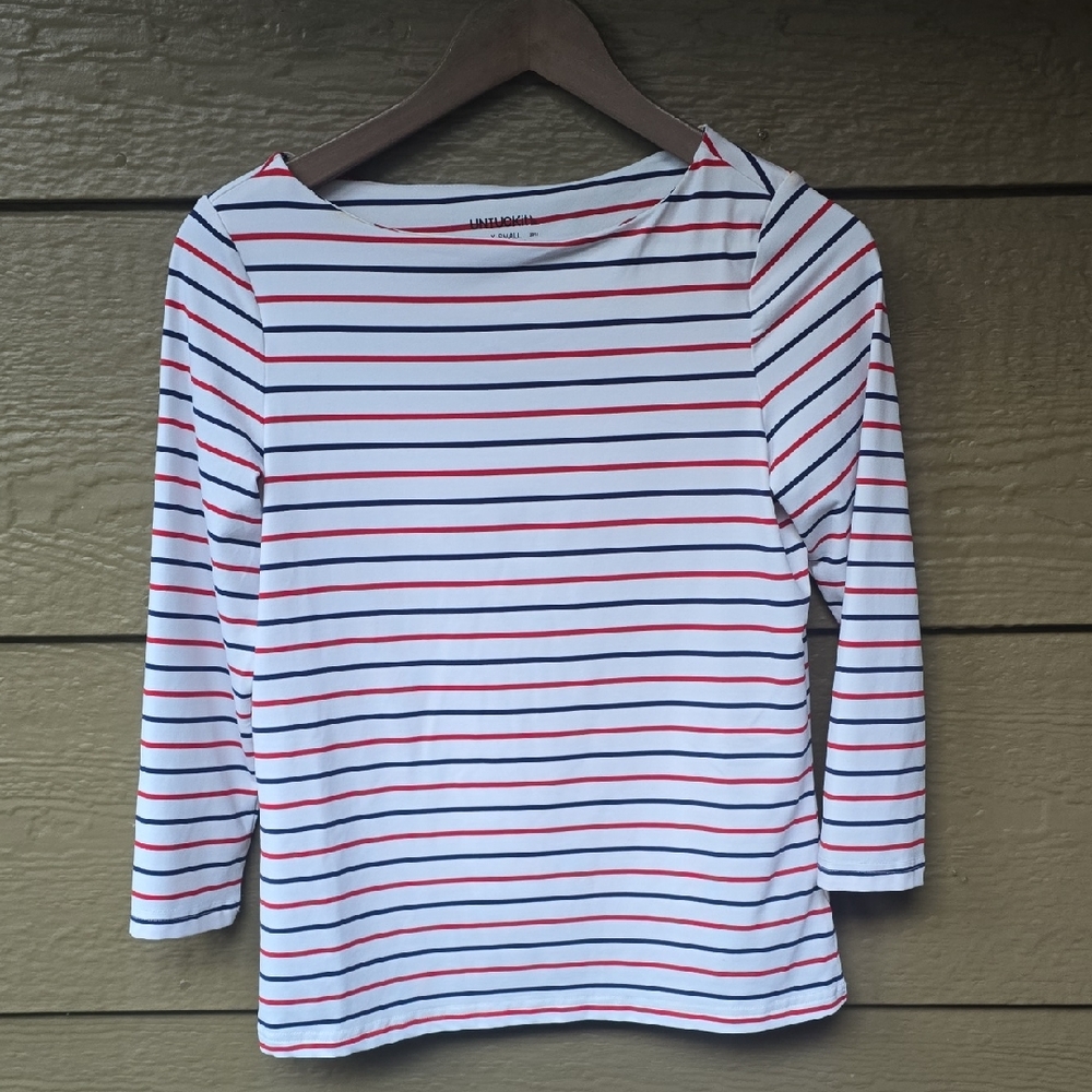 Untuckit Red White Blue Allora 3/4 Length Sleeve T-shirt XS New